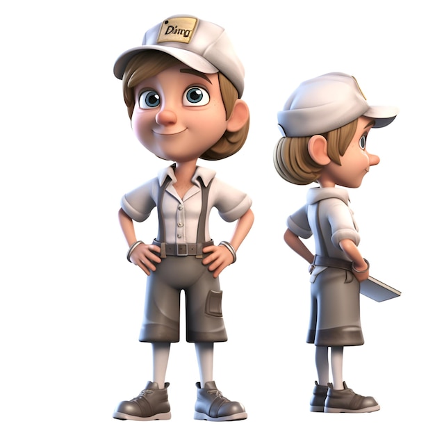 Render 3D de niño y niña con sombrero de Oktoberfest