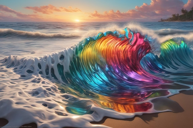 Render 3D de ondas de arco iris