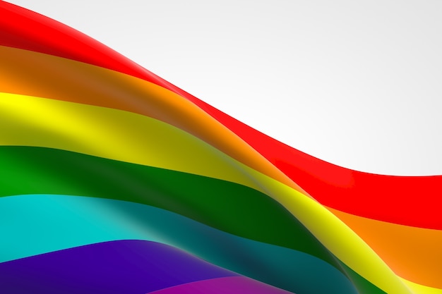 Render 3D de ondear la bandera LGBT.