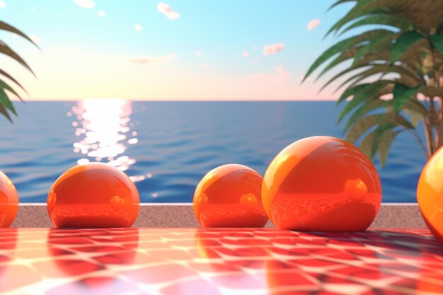 Render 3D de un paisaje de fondo con temática de verano