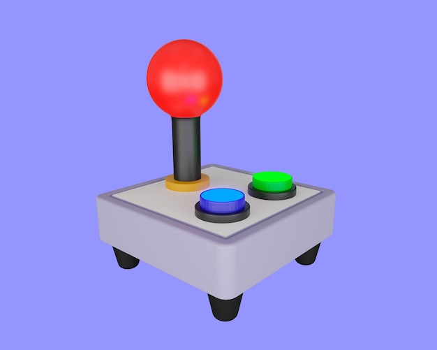 Foto render 3d de la palanca de control del juego. icono de jugador..