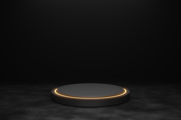 Render 3D de podio futurista moderno de círculo negro minimalista