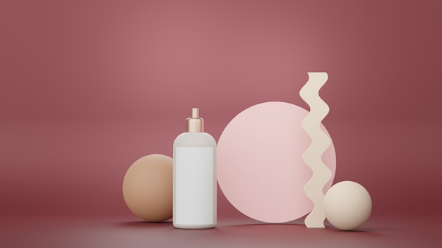 Render 3D de productos cosméticos para el cuidado de la piel en blanco o envases para maquetas de jabón de belleza y concepto de spa