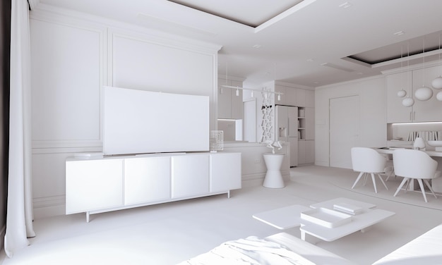 Render 3d de render interior hermoso