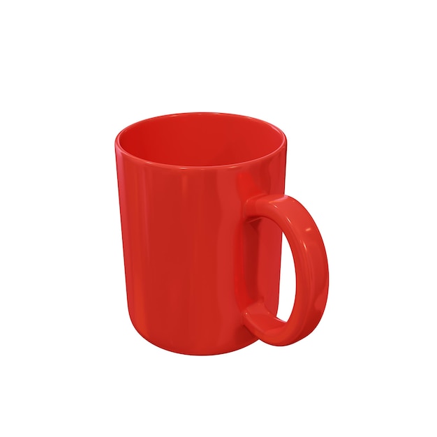 Render 3D de taza de cerámica roja