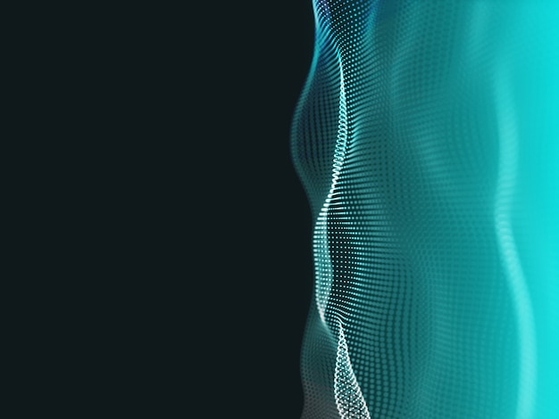 Render 3D de un techno abstracto con partículas fluidas