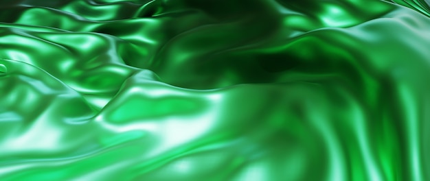 Render 3D de tela verde y clara. lámina holográfica iridiscente. Fondo de moda de arte abstracto.