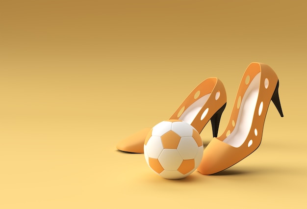 Foto render 3d zapatos de mujer clásicos con estilo en colinas altas sobre un fondo de color.