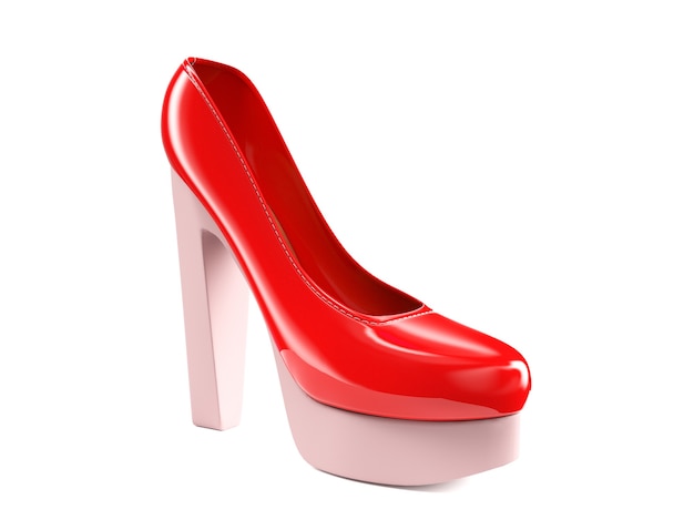 Foto render 3d de zapatos de tacón rojo