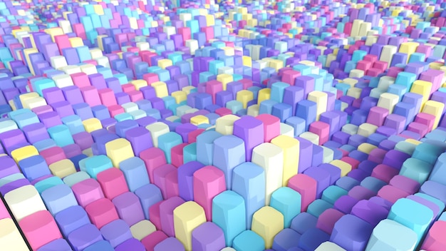 Render abstracto en 3D de diferentes formas y colores