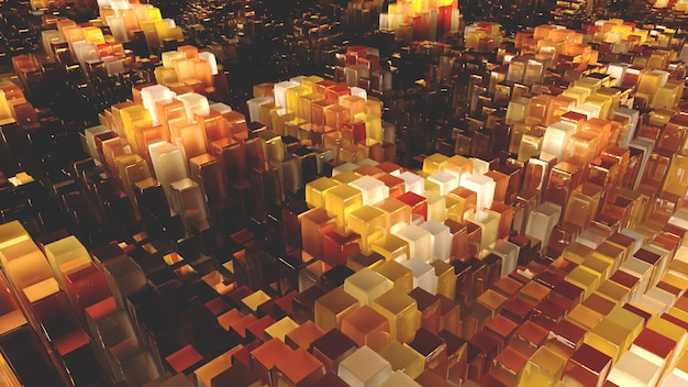 Render abstracto en 3D de diferentes formas y colores