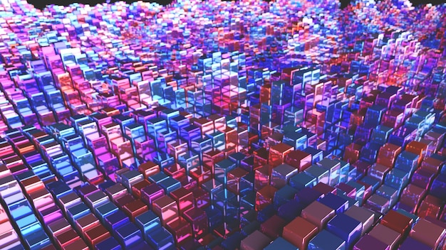Render abstracto en 3D de diferentes formas y colores