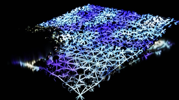 Foto render abstracto en 3d de diferentes formas y colores