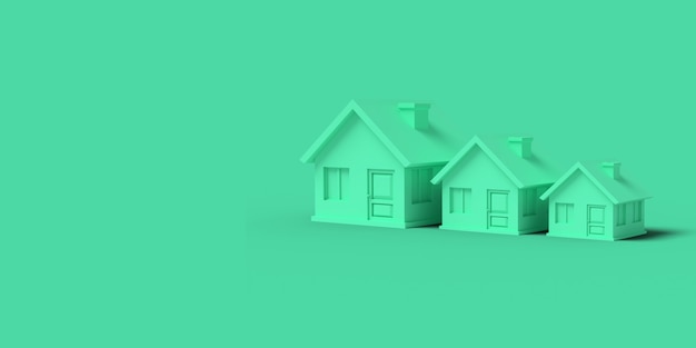 Render casas verdes vacías