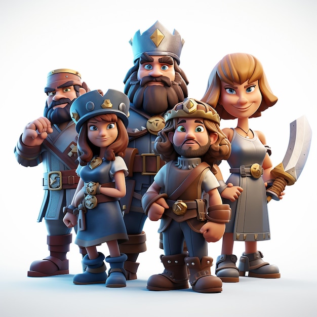 Render de toons de tripulação de videogame NPCs personagem diversificado