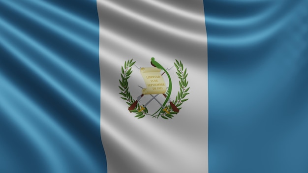 Render der guatemaltekischen Flagge flattert im Wind Nahaufnahme die Nationalflagge von Guatemala flattert 4k