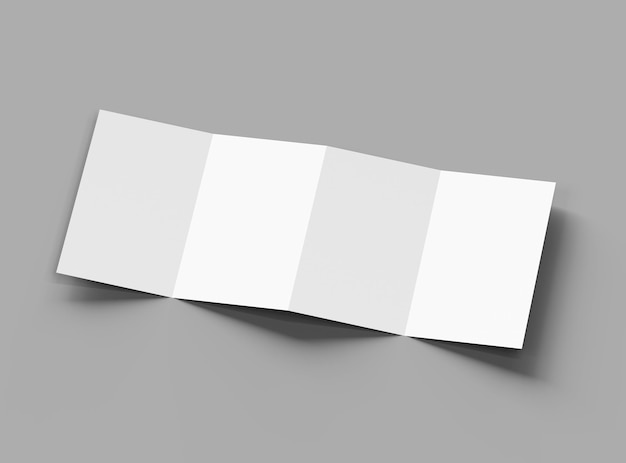 Render un folleto plegable de acordeón en blanco de 4 paneles para presentar su diseño