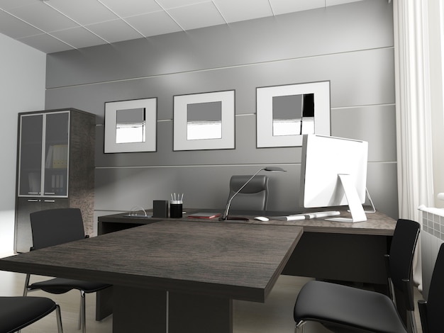 Render interior de escritório moderno