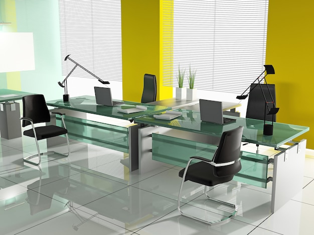 Render interior de oficina moderna