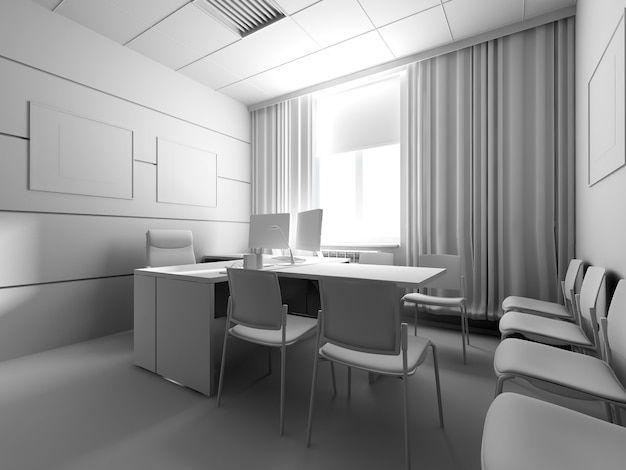 Render interior de oficina moderna