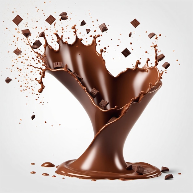 Foto render de salpicaduras de chocolate generado con ia