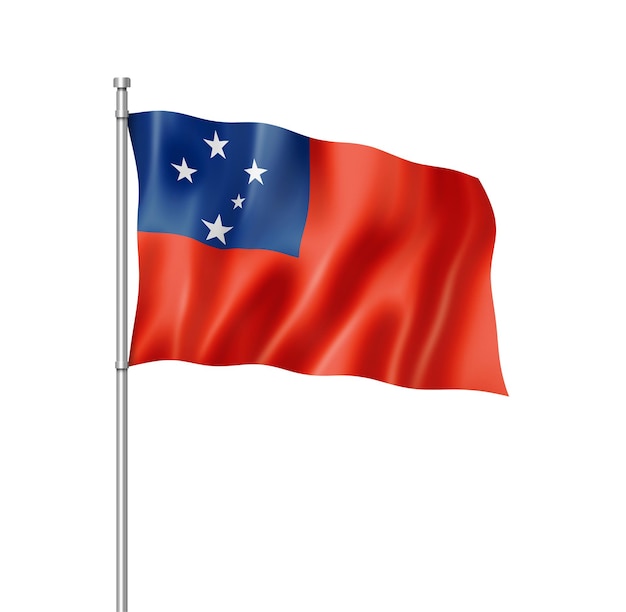 Render tridimensional de la bandera de Samoa aislado en blanco