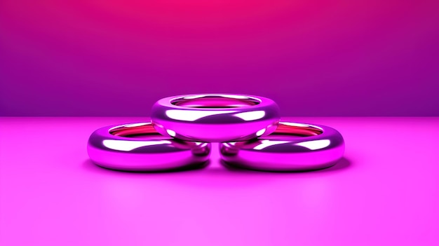 Render tridimensional de dos anillos marrones brillantes Ai generativo