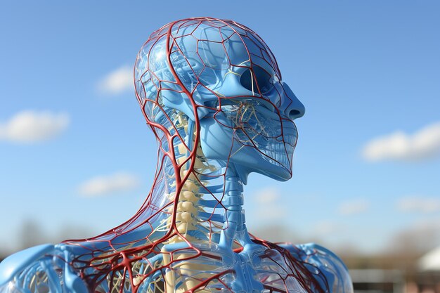 Foto render una vista lateral del torso humano enfatizando ai generado