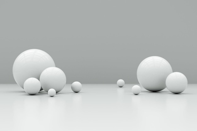 Rendering 3D abstracto de la composición de las esferas con formas geométricas diseño de fondo moderno