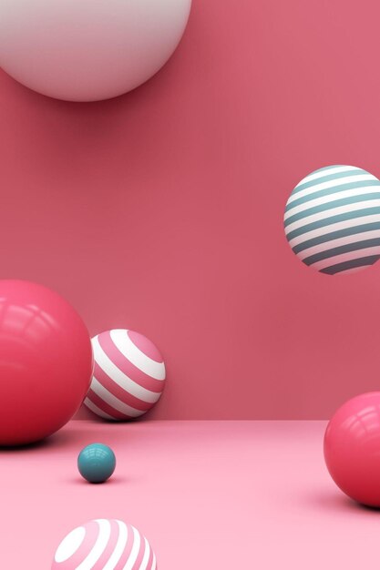 Rendering 3D abstracto de la composición de las esferas con formas geométricas diseño de fondo moderno