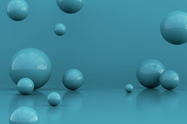 Rendering 3D abstracto de la composición de las esferas con formas geométricas diseño de fondo moderno