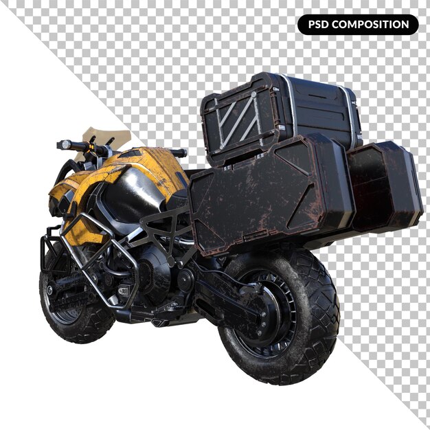 Rendering 3D aislado de motocicletas cyberpunk