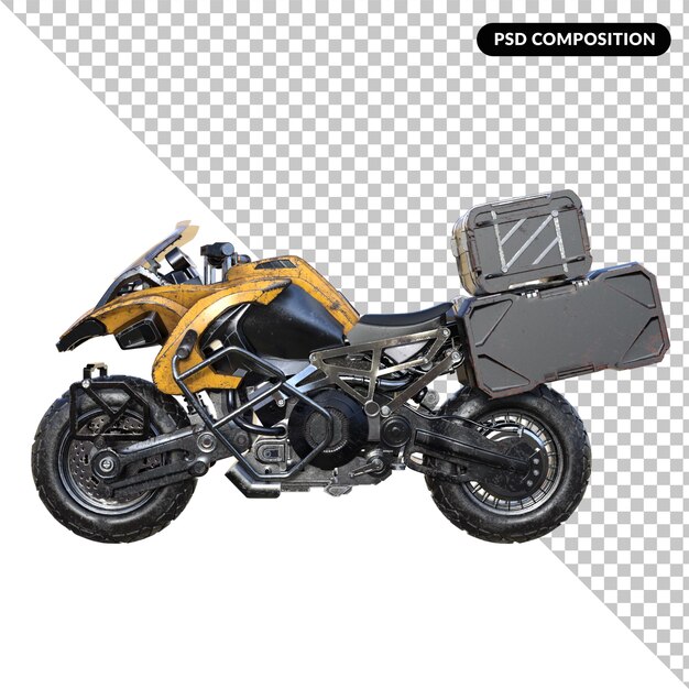 Rendering 3D aislado de motocicletas cyberpunk