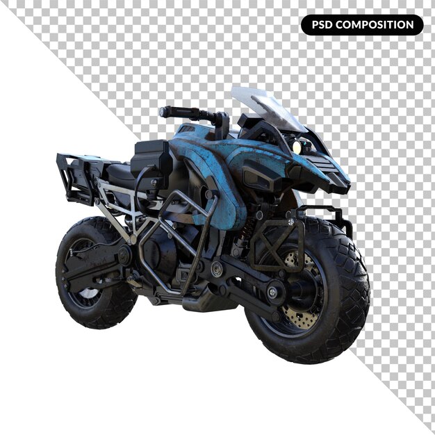 Foto rendering 3d aislado de motocicletas cyberpunk