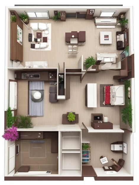 Foto rendering en 3d de un apartamento amueblado