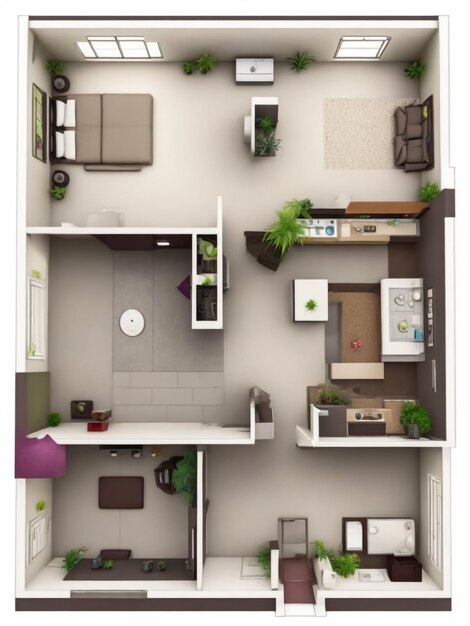 Foto rendering en 3d de un apartamento amueblado