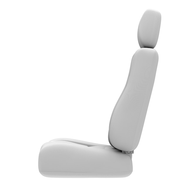 Rendering 3D de asiento de automóvil de tela blanca aislado en blanco