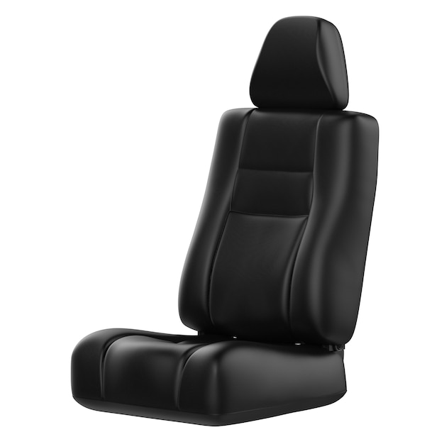 Rendering 3D de asiento de coche de cuero negro aislado en blanco