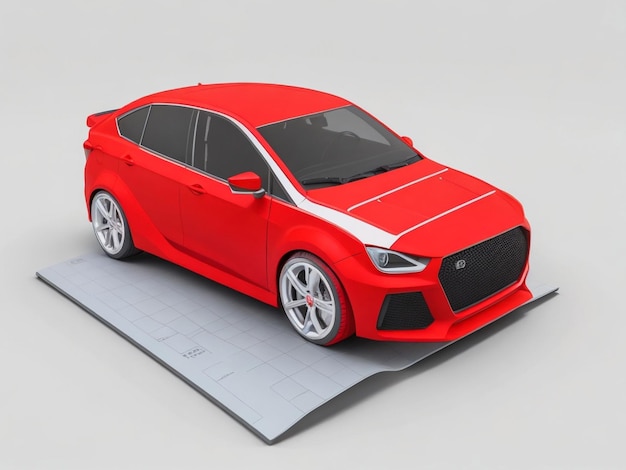 Rendering 3D de un automóvil conceptual genérico sin marca