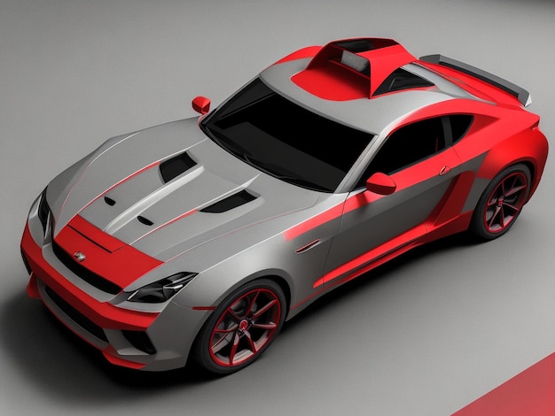 Rendering 3D de un automóvil conceptual genérico sin marca