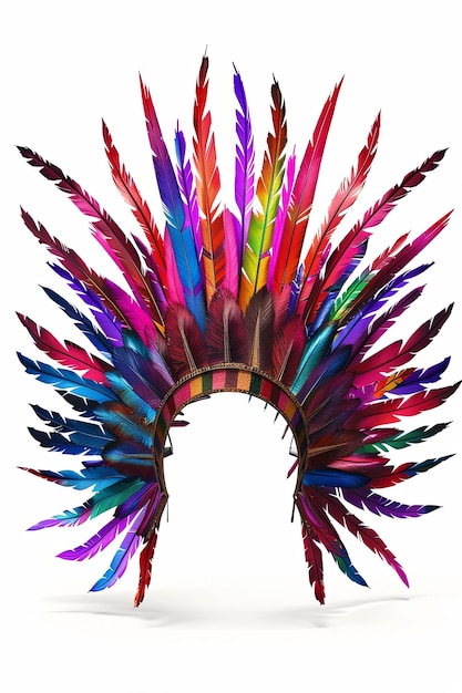 Rendering 3D colorido de la cabeza de la pluma maya en estilo de ilustración aislada sobre un fondo blanco