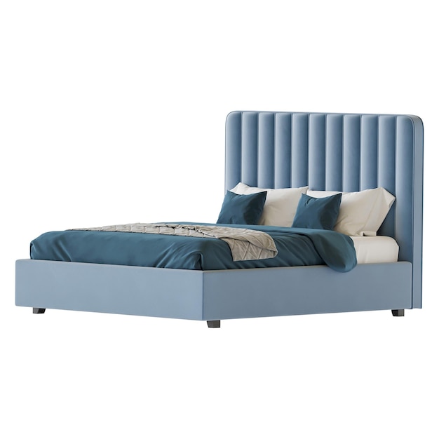 Rendering 3D cómodo cama moderna aislada sobre un fondo blanco