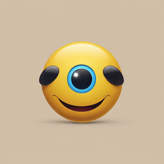 Rendering en 3D de un emoticon sonriente con una sonrisa y un emoticón sonriente en 3D