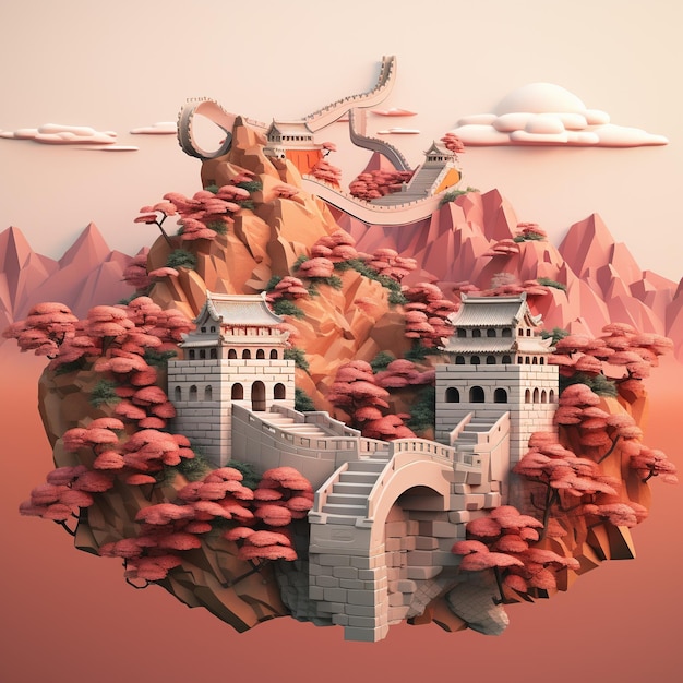 Rendering en 3D de la Gran Muralla de China