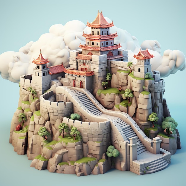 Rendering en 3D de la Gran Muralla de China
