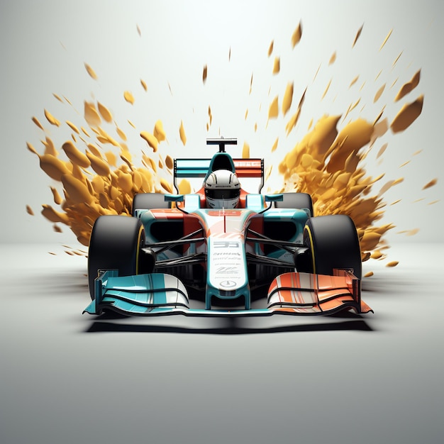Rendering en 3D del jugador de Fórmula 1 Racing en acción