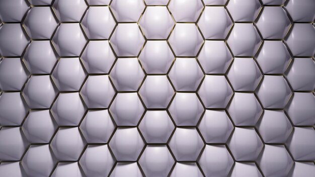 Rendering 3D de lujo nuevo fondo blanco de panal de miel patrón hexagonal panal de abejas ilustración 3D