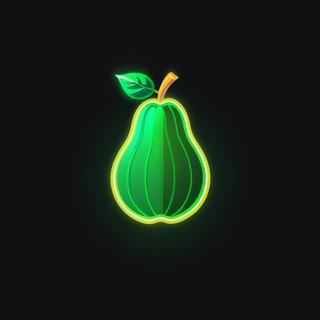 Rendering en 3D de una manzana brillante de neón verde sobre un fondo negro Rendering 3D de un manzano brillante de Neón verde