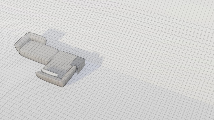 Foto rendering 3d minimalis sofá moderno en el plano