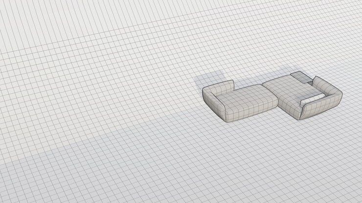 Foto rendering 3d minimalis sofá moderno en el plano